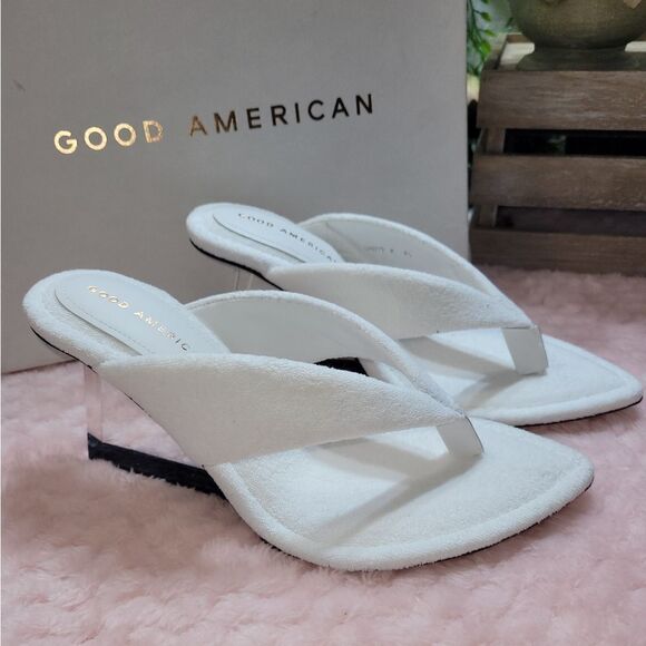 Good American Wedge White Terry Sandals - Picture 10 of 13